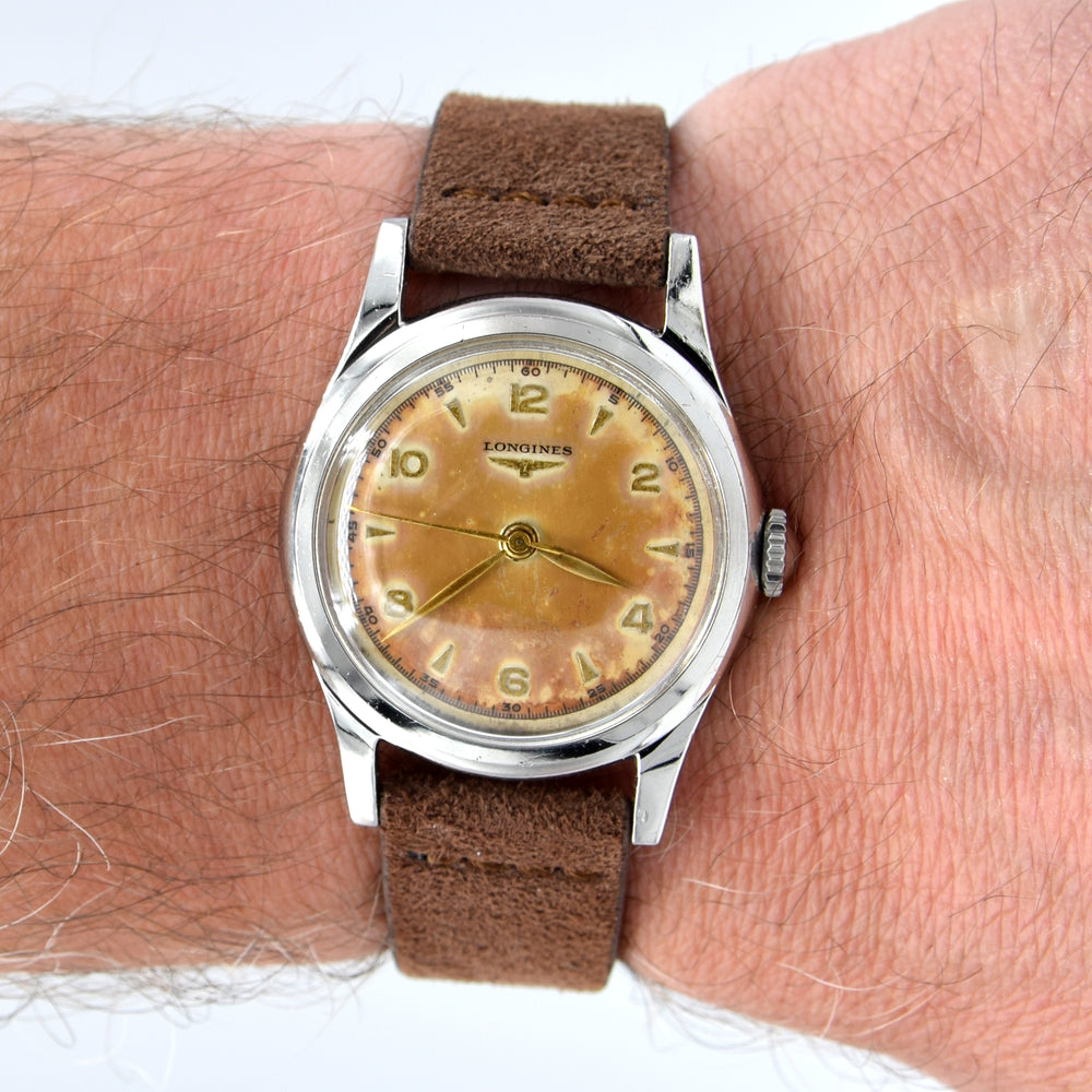 1951 Longines classic Sei Tacche Watch with Mixed Arrow and Arabic Numerals Model 5697
