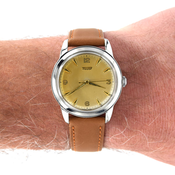 1955 Tissot  Manual Wind Wristwatch Model 6769 / 6770-8 with Original patina Dial in steel