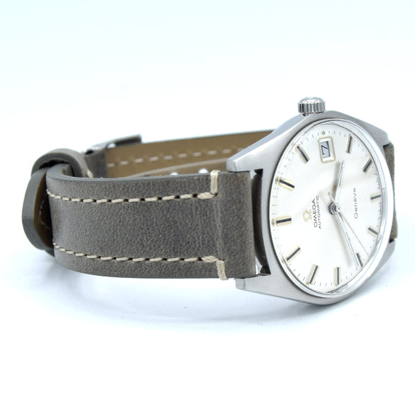 1969 sharp Omega Geneve Automatic Date Model 166.041 in Stainless Steel with Cal 565