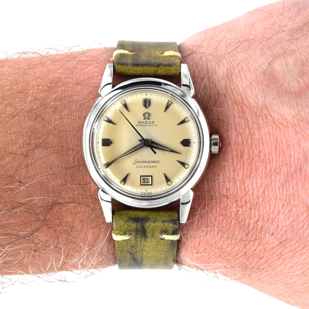 1952 Omega Seamaster bumper Automatic first Date Wristwatch Model 2627-5 Off-White Dial in Steel (Copy)