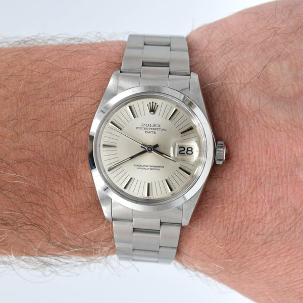 1971 Rolex Oyster Perpetual Date Model 1500 with Rare satin Silver 