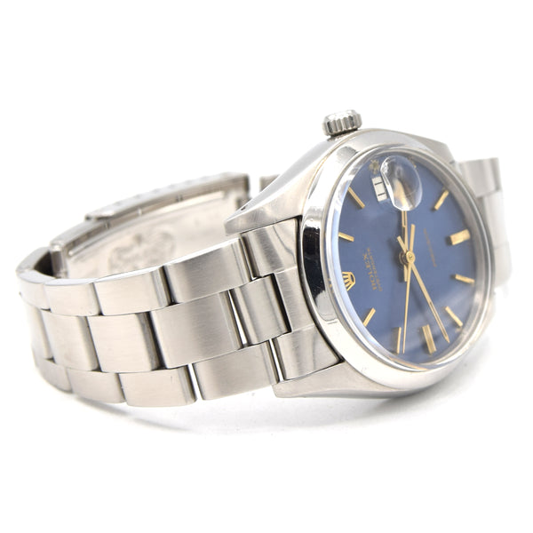 1981 Rolex Oyster Date Precision Classic Model 6694 with Stunning Blue satin Dial and gold Markers in Stainless Steel