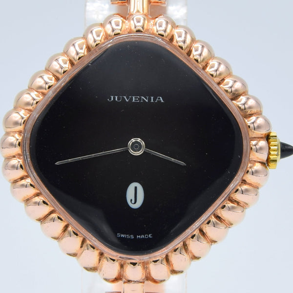 1970s New Old Stock Juvenia Ladies Solid Silver Bangle Watch – Bold Cushion Shape – Pink Gold Plated – Unused