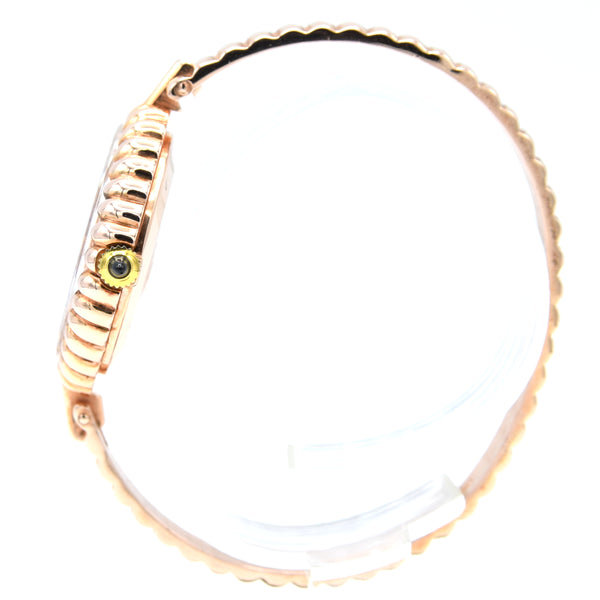 1970s New Old Stock Juvenia Ladies Solid Silver Bangle Watch – Bold Cushion Shape – Pink Gold Plated – Unused