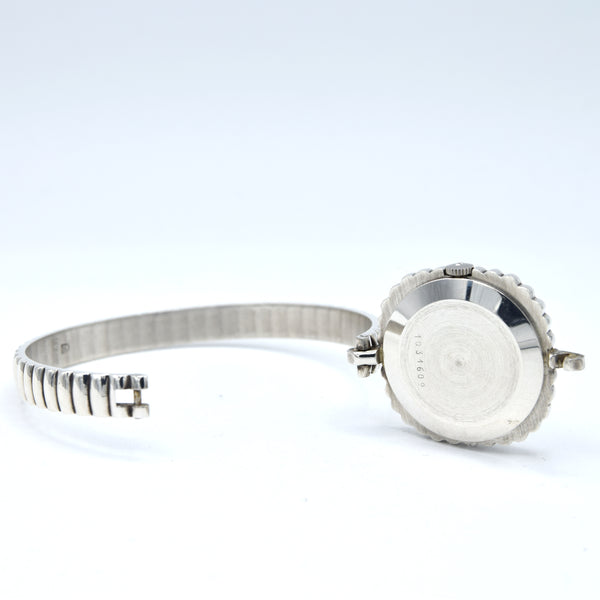 1970s New Old Stock Juvenia Ladies Solid Silver Bangle Watch – Bold Cushion Shape – Mechanical – Unused