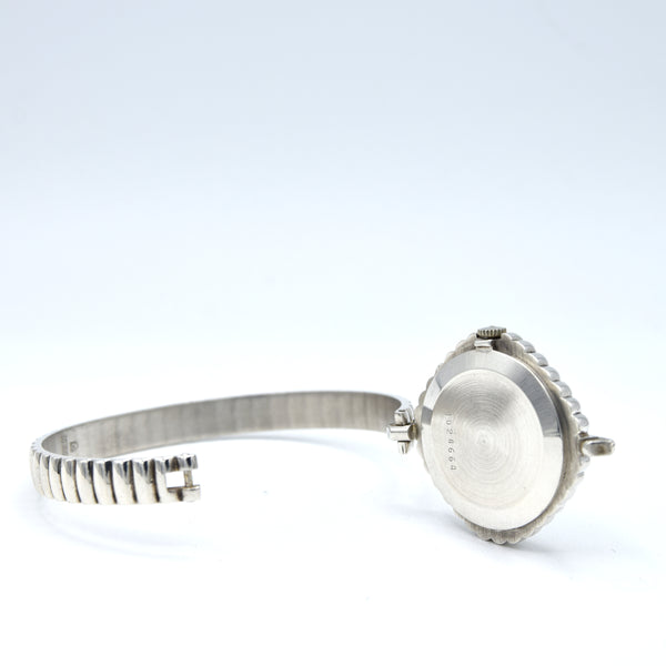 1970s New Old Stock Juvenia Ladies Solid Silver Bangle Watch – Bold Cushion Shape – Mechanical – Unused