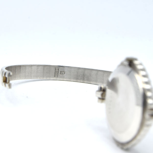 1970s New Old Stock Juvenia Ladies Solid Silver Bangle Watch – Bold Cushion Shape – Mechanical – Unused