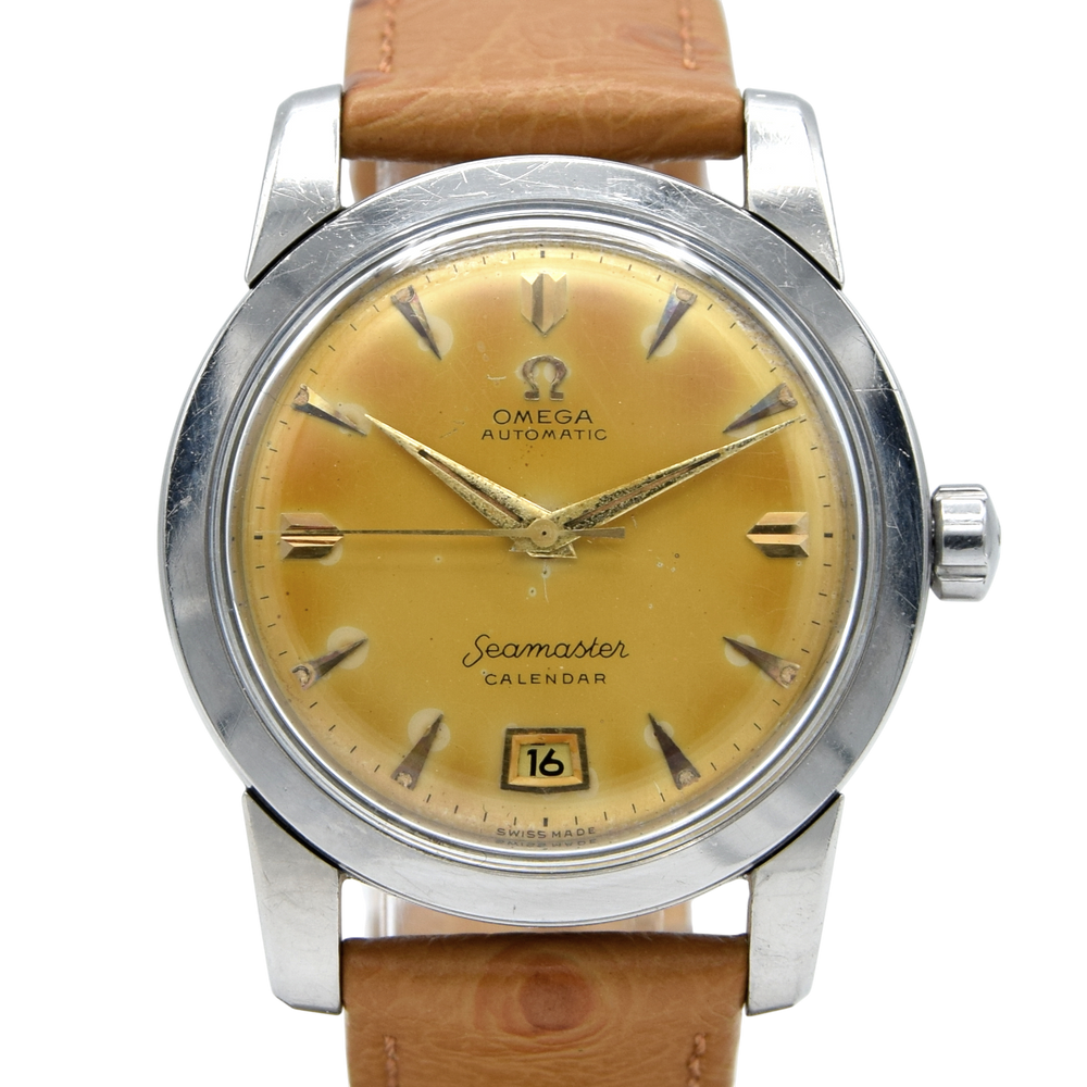 1952 unique Omega Seamaster bumper Automatic first Date Wristwatch Model 2757 - Stunning Honey patina