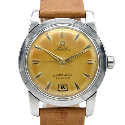 1952 unique Omega Seamaster bumper Automatic first Date Wristwatch Model 2757 - Stunning Honey patina