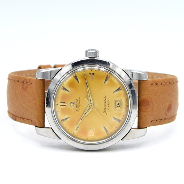 1952 unique Omega Seamaster bumper Automatic first Date Wristwatch Model 2757 - Stunning Honey patina