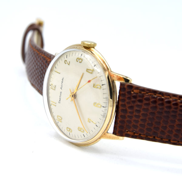 1966 Solid 9ct Gold Smiths Astral Watch – Beautiful Cream Dial with Full Applied Arabic Numerals – Fully English Made
