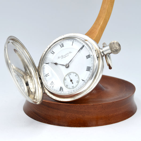 1917 Heavy Cased 2oz Solid Sterling Silver Full Hunter Pocket Watch - Retailed by Thos. Russell & Son, Liverpool