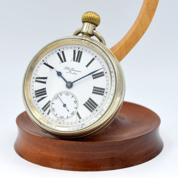 1895-1900 J.W. Benson of London Substantial Railway Guards Nickel Case Pocket Watch - Early All-English Lever