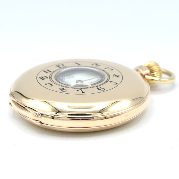 1924 Jw Benson of London solid 9ct gold English made half hunter pocket watch with original box