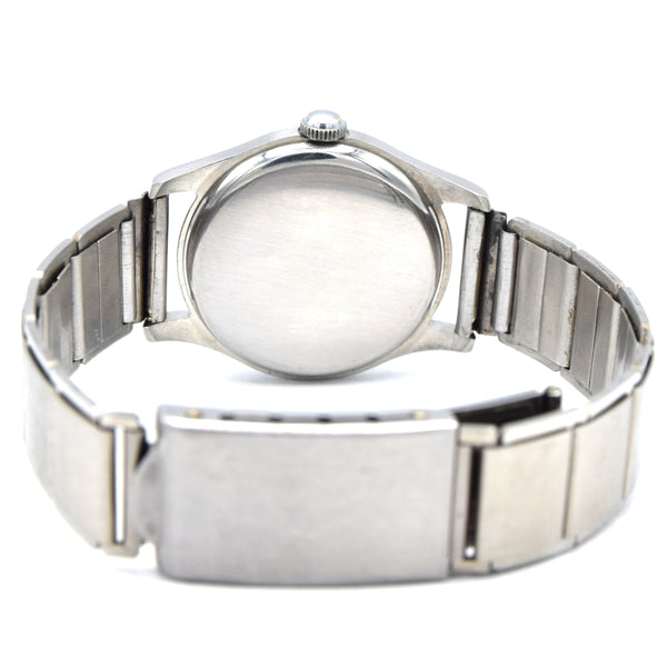 1930s Vertex of London unusual Wristwatch with white enamelled dial in steel English Made Case