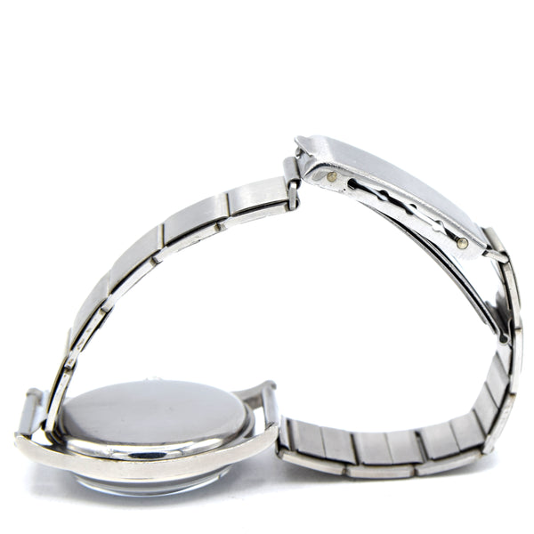 1930s Vertex of London unusual Wristwatch with white enamelled dial in steel English Made Case