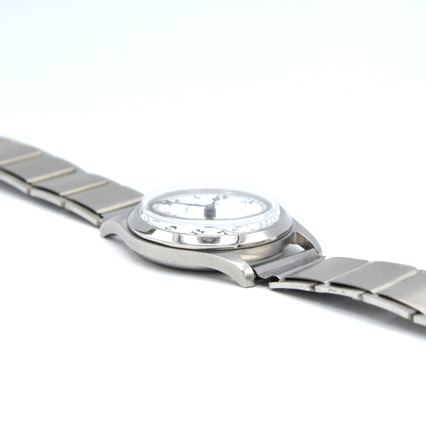 1930s Vertex of London unusual Wristwatch with white enamelled dial in steel English Made Case