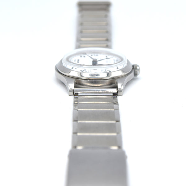 1930s Vertex of London unusual Wristwatch with white enamelled dial in steel English Made Case