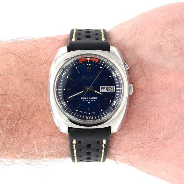 1974 Seiko Bell-Matic 4006-6031 automatic alarm watch with fabulous electric blue dial