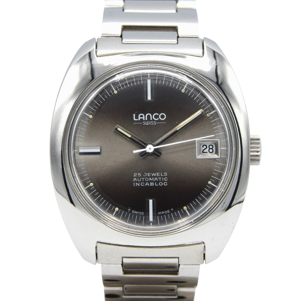 1970s Lanco Date automatic fumé dial unused watch Stainless Steel on B ...