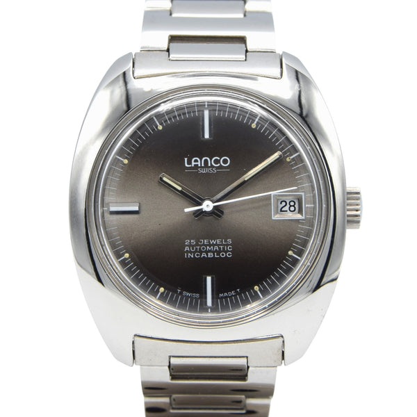 1970s Lanco Date automatic fumé dial unused watch Stainless Steel on B ...