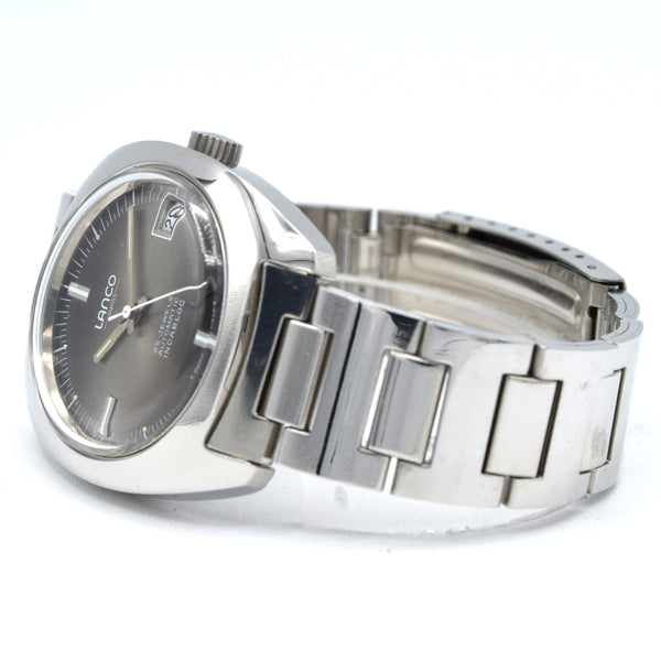 1970s Lanco Date automatic fumé dial unused watch Stainless Steel on Bracelet new old stock