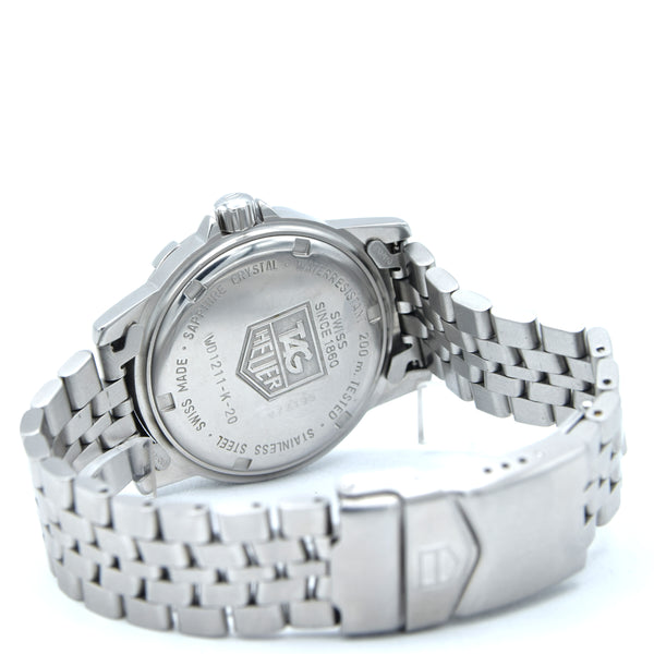 Silver watch with brand logo on a white background