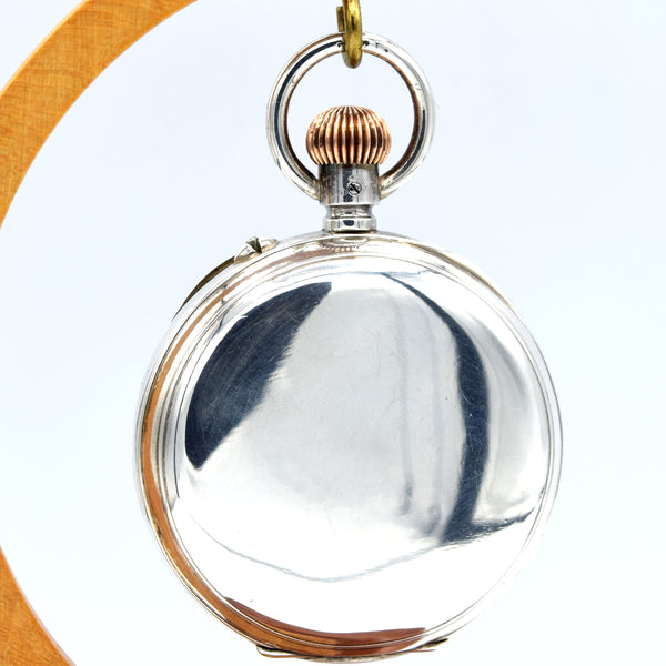 1909 J.W. Benson by Longines Solid Sterling Silver Chronograph Pocketwatch - Calibre 19.73N