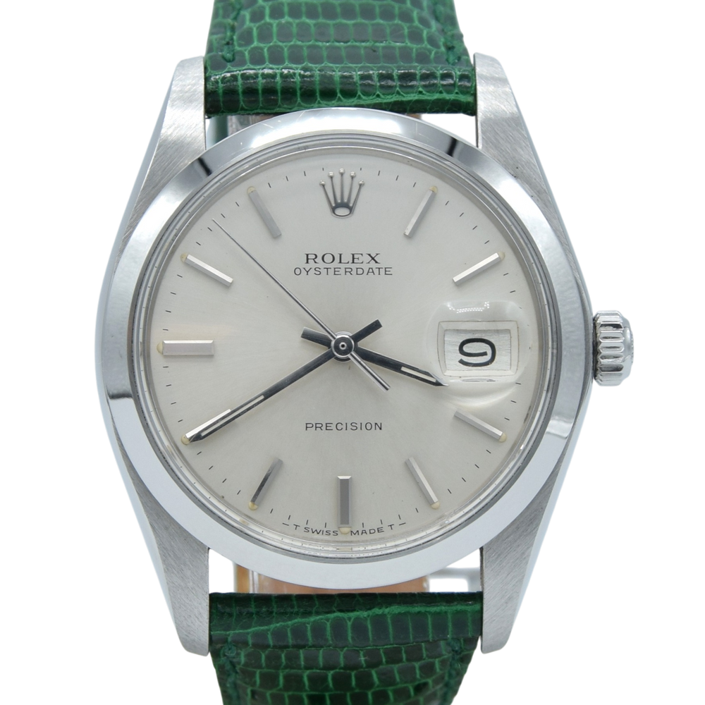 1978 Rolex Oysterdate Precision Wristwatch Model 6694 with sharp Silvered Dial in Stainless Steel Oyster Case + buckle