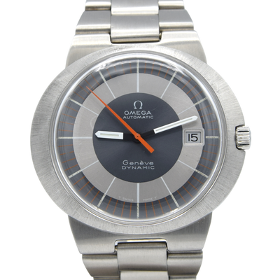 1971 Omega Geneve Dynamic Automatic with Rarer Grey bulls eye Dial 166.039 in Stainless Steel + Papers