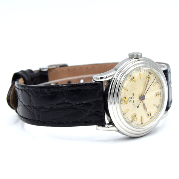 1934 Rare Omega Calatrava style stepped bezel watch in Stainless Steel with Bracelet option