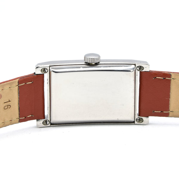 1940 Cyma Tavannes waterspoot Rectangular Early Waterproof Patent Deco Wristwatch with Arabic Dial in steel