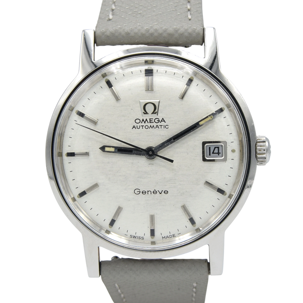 1969 Omega Geneve Automatic Date Model 166.070 with Stunning 'Mosaic' silver Dial caliber 565