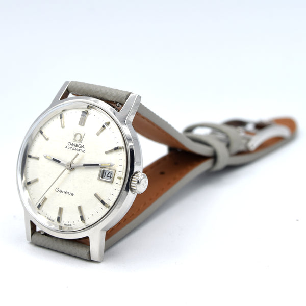 1969 Omega Geneve Automatic Date Model 166.070 with Stunning 'Mosaic' silver Dial caliber 565