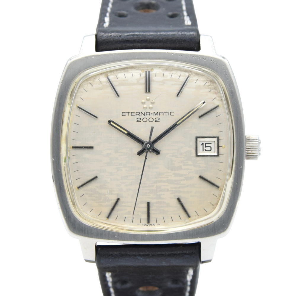 1971 Eterna-Matic 2002 Automatic – Ref. 111T with Box & Buckle  Unusual Alpine Camo / Mosaic dial