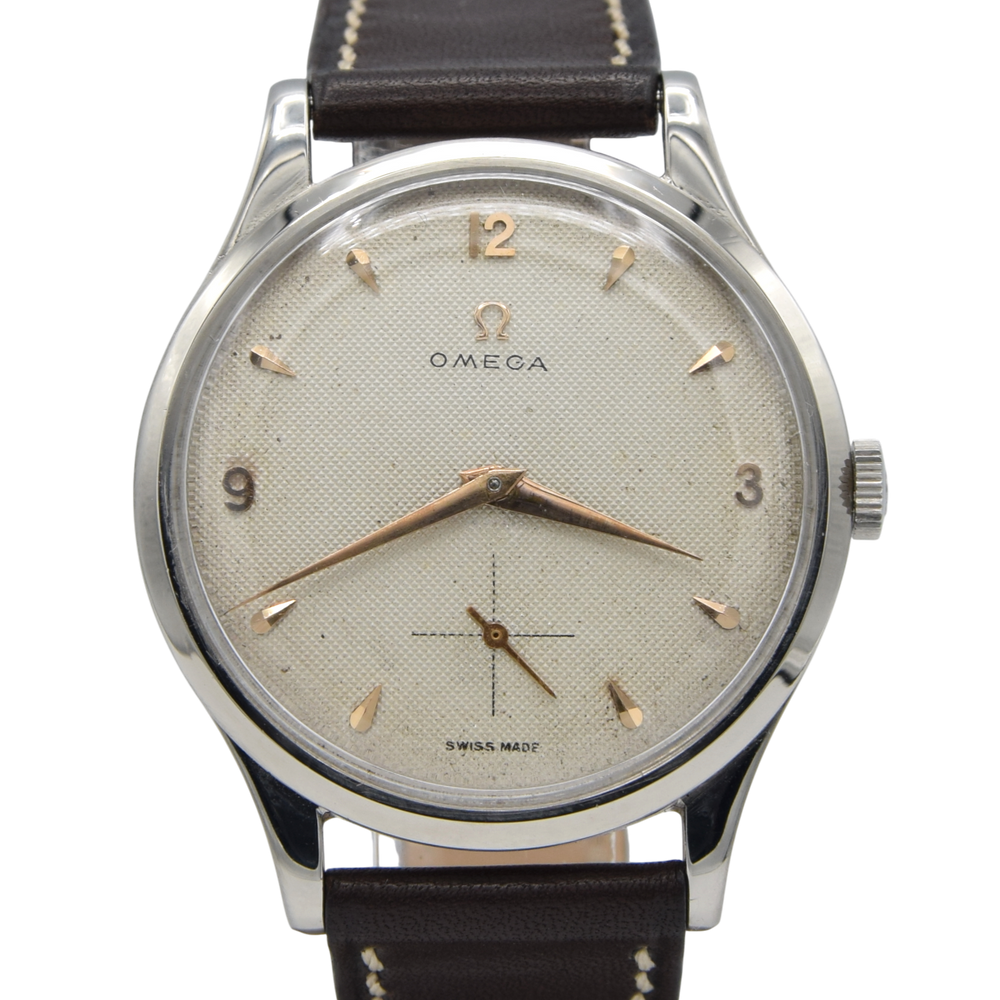 1952 Omega Large Jumbo watch model 2609 with honecomb / waffle Mixed Arabic Dial and Sub Seconds