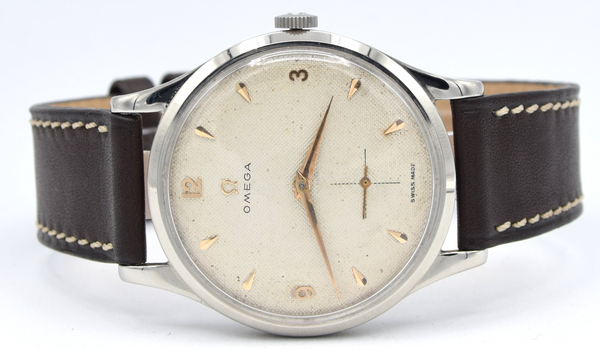 1952 Omega Large Jumbo watch model 2609 with honecomb / waffle Mixed Arabic Dial and Sub Seconds