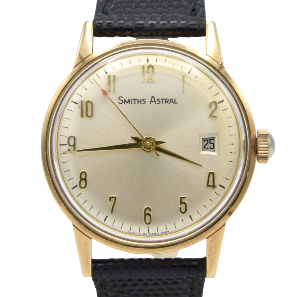 1970 Smiths 9ct Solid Gold Ultra rare Astral Date Dress Watch - Made in England