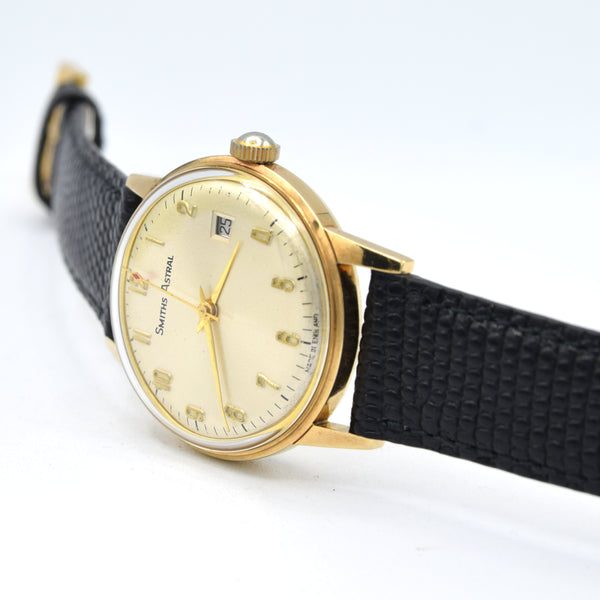 1970 Smiths 9ct Solid Gold Ultra rare Astral Date Dress Watch - Made in England