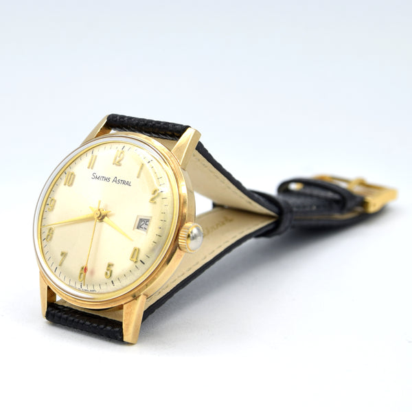 1970 Smiths 9ct Solid Gold Ultra rare Astral Date Dress Watch - Made in England