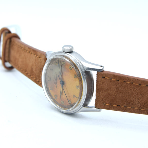 1943 Tissot Antimagnetique Manual Wind Wristwatch all Arabic with Original Patina dial WW2