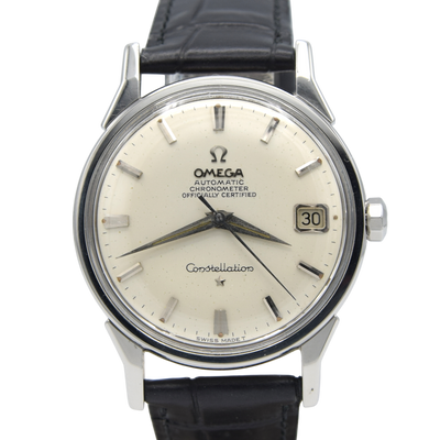 1966 Omega sleek Constellation Date Model 168.005 Automatic Chronometer with Dog Leg Lugs  in Stainless Steel
