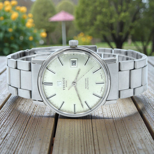 1973 Tissot seastar automatic watch ref 44520-7 with original steel oyster bracelet - push date