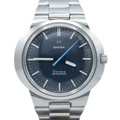 1969 Omega Geneve dynamic with Gorgeous matte blue Dial - unpolished Model 135.033 in steel