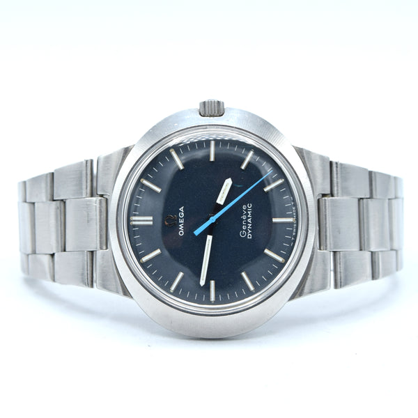 1969 Omega Geneve dynamic with Gorgeous matte blue Dial - unpolished Model 135.033 in steel
