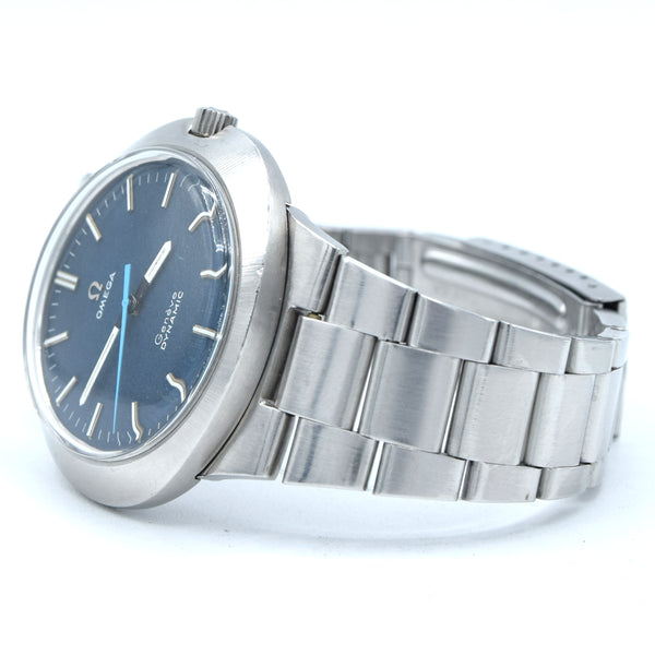 1969 Omega Geneve dynamic with Gorgeous matte blue Dial - unpolished Model 135.033 in steel