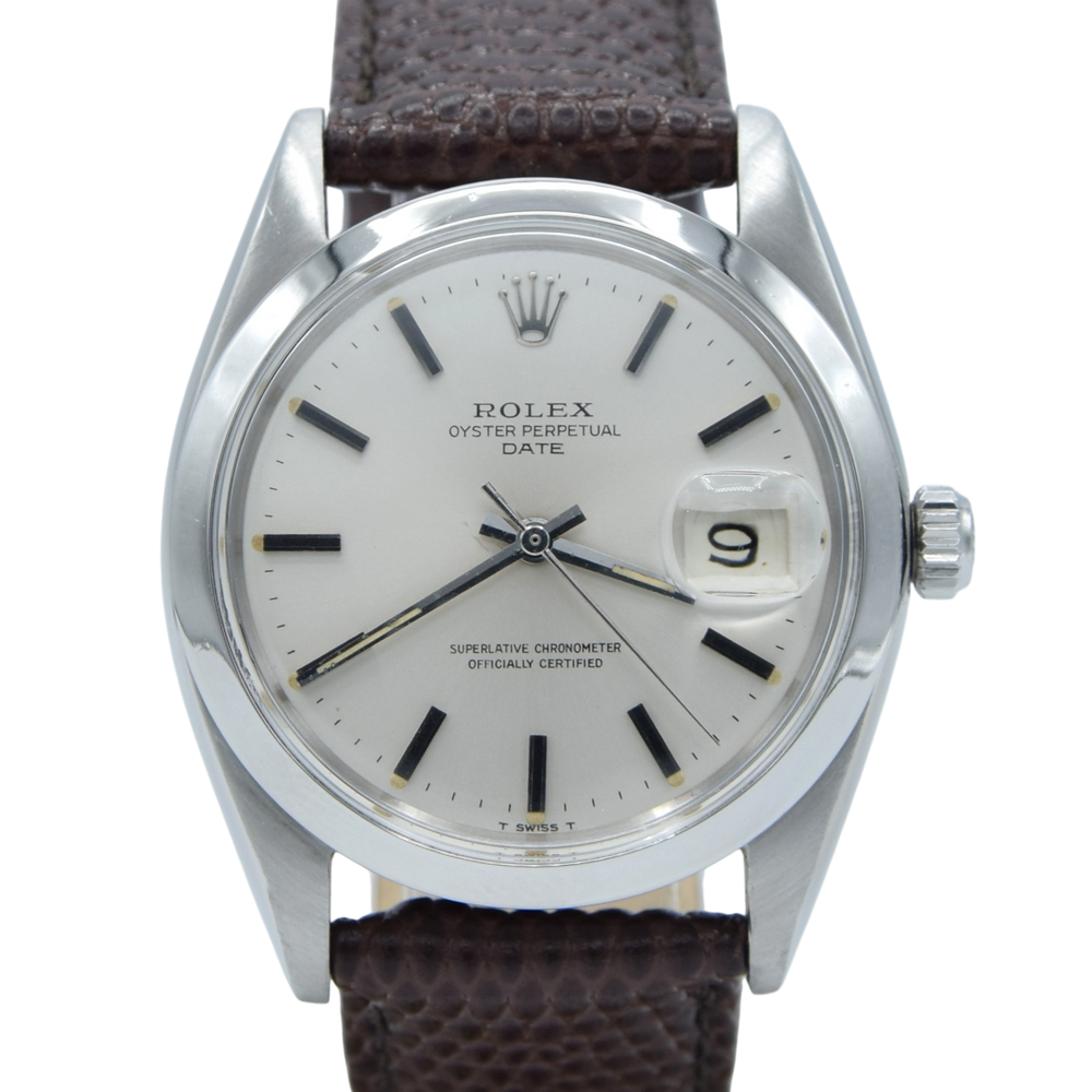 1967 Rolex Oyster Perpetual Date  Chronometer Model 1500 with satin Silver original dial in Stainless Steel