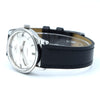 1960s Technos Mid-Size Steel Manual Wind On Leather Strap With Original Signed Buckle – Silver Sunburst Dial