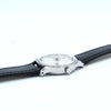 1960s Technos Mid-Size Steel Manual Wind On Leather Strap With Original Signed Buckle – Silver Sunburst Dial