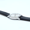1960s Technos Mid-Size Steel Manual Wind On Leather Strap With Original Signed Buckle – Silver Sunburst Dial